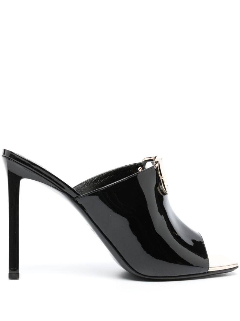 Black Vlogo Signature 100 Patent Leather Mules