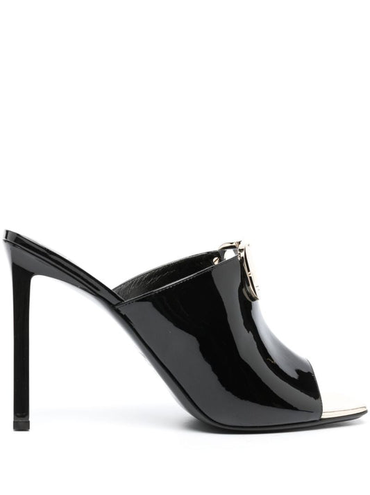 Black Vlogo Signature 100 Patent Leather Mules