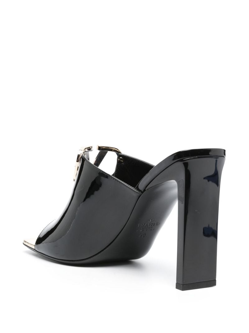 Black Vlogo Signature 100 Patent Leather Mules