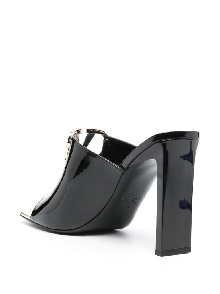 Black Vlogo Signature 100 Patent Leather Mules