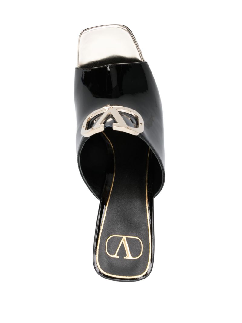 Black Vlogo Signature 100 Patent Leather Mules