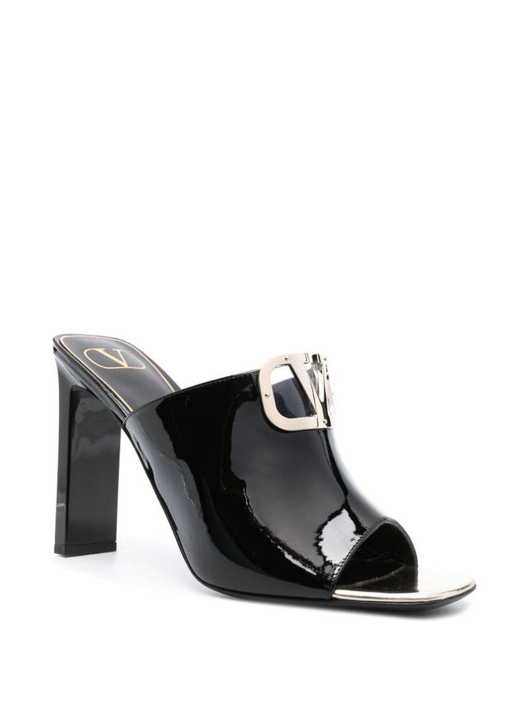 Black Vlogo Signature 100 Patent Leather Mules