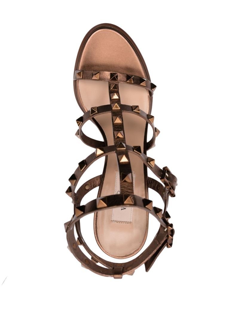Brown Rockstud 90 Leather Sandals