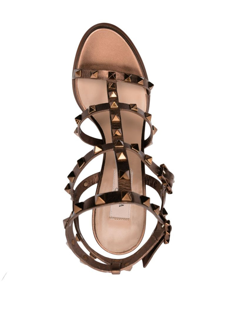 Brown Rockstud 90 Leather Sandals