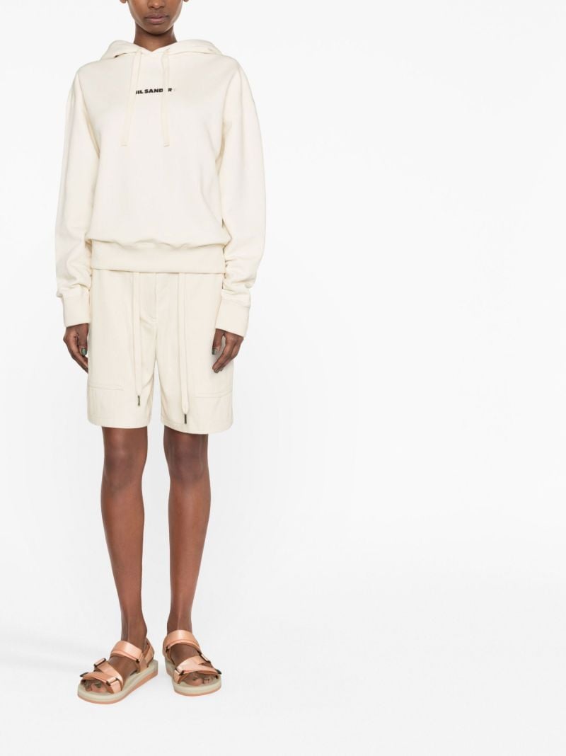 Neutral Logo Print Drawstring Hoodie