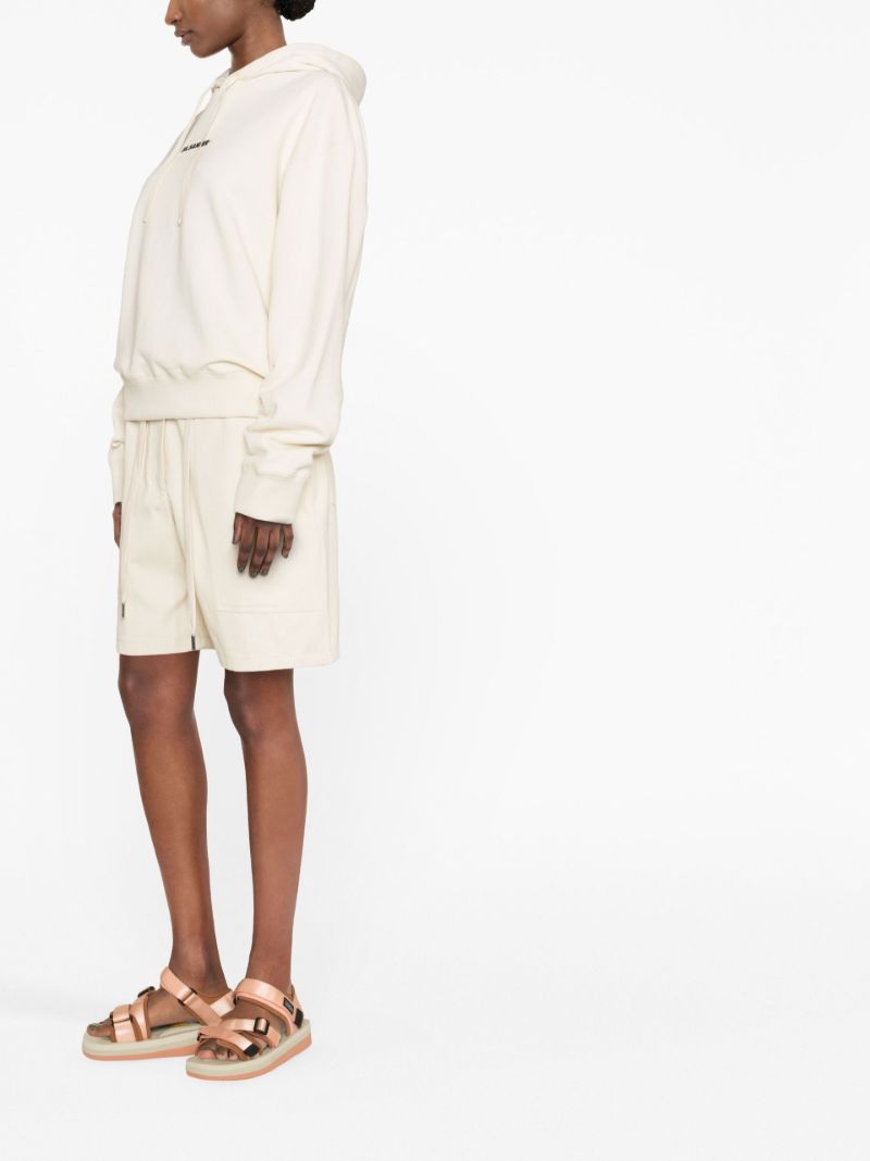 Neutral Logo Print Drawstring Hoodie