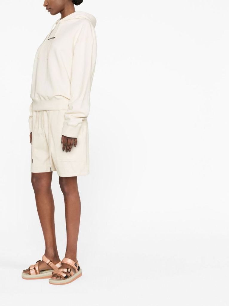 Neutral Logo Print Drawstring Hoodie