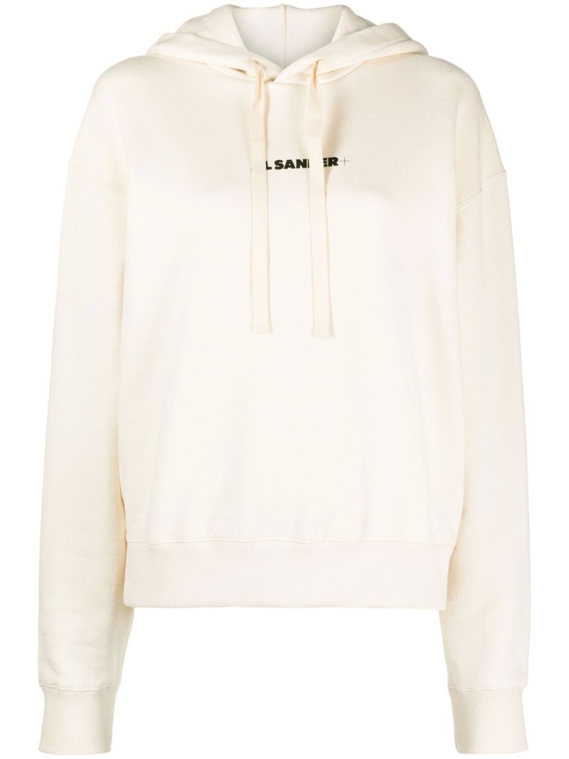 Neutral Logo Print Drawstring Hoodie