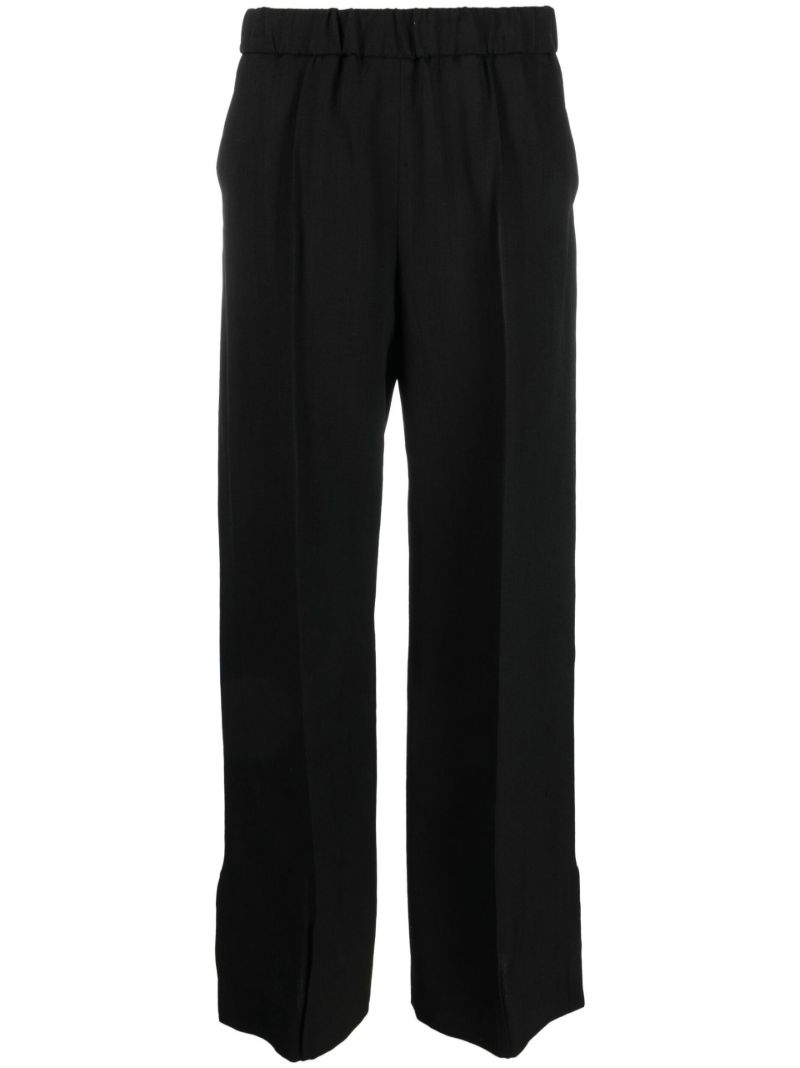 Black High Waist Straight-leg Trousers