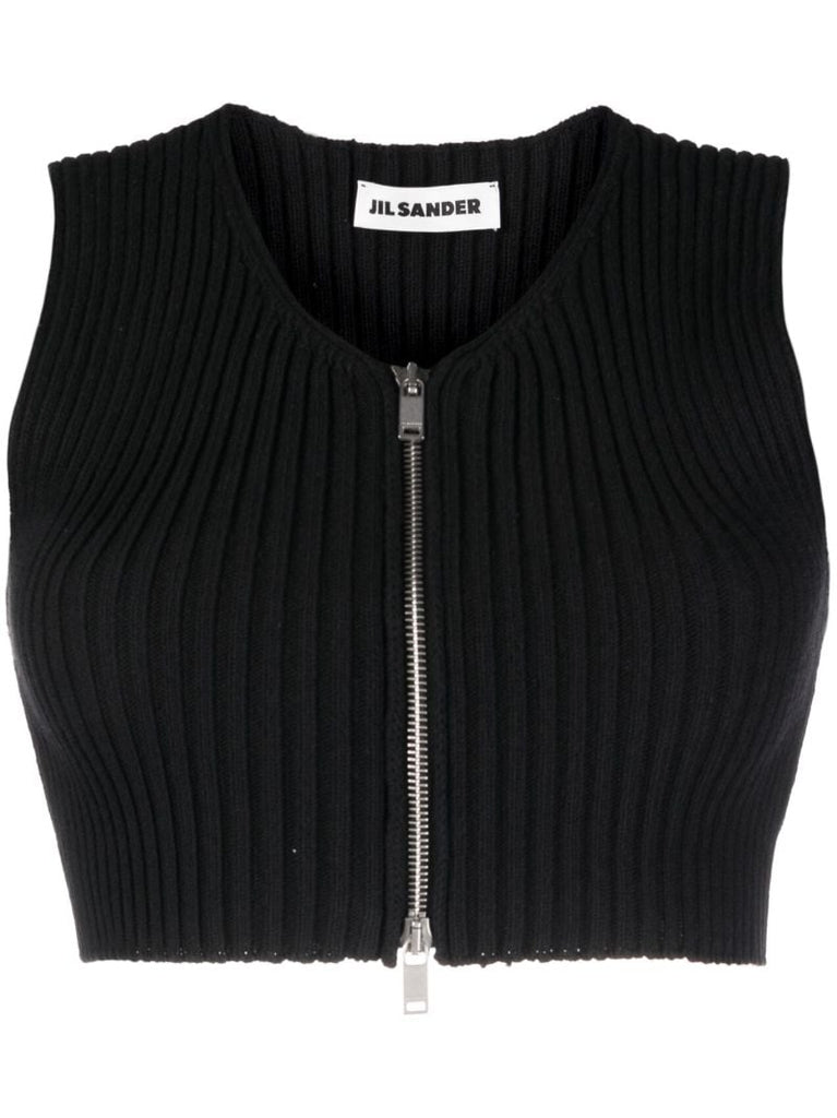 Black Knit Crop Top