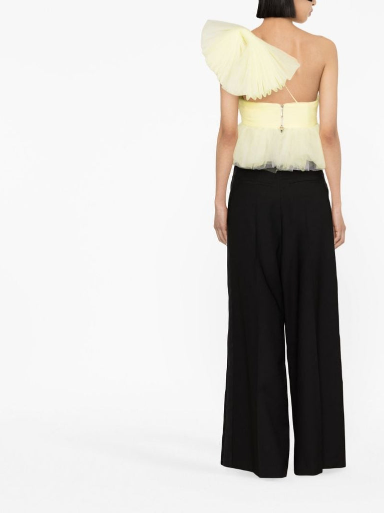 Yellow Exaggerated Bow Tulle Top