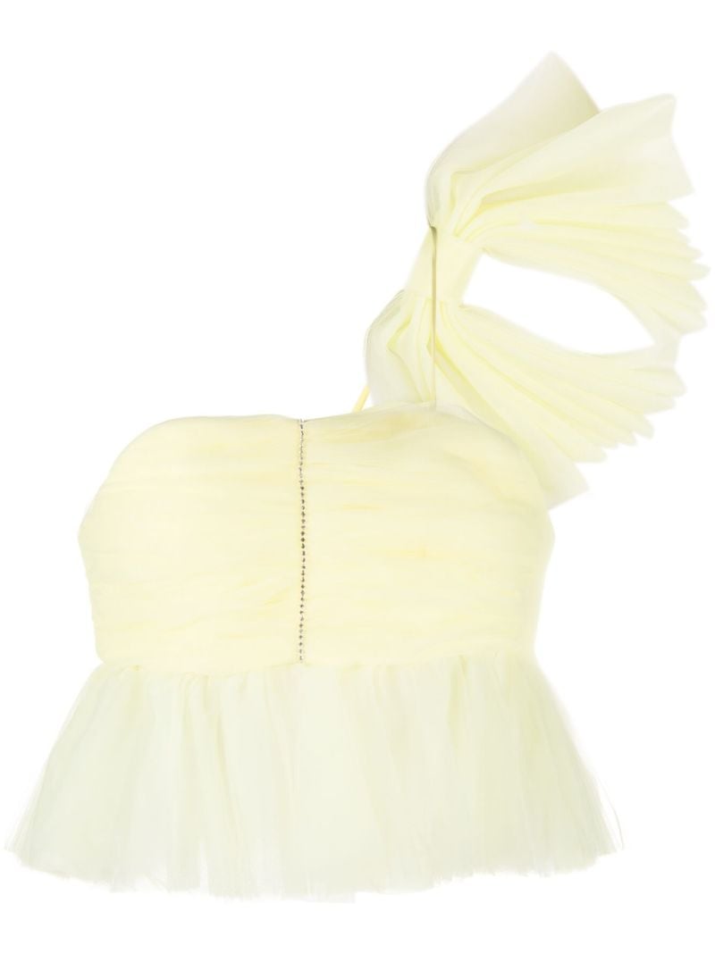 Yellow Exaggerated Bow Tulle Top