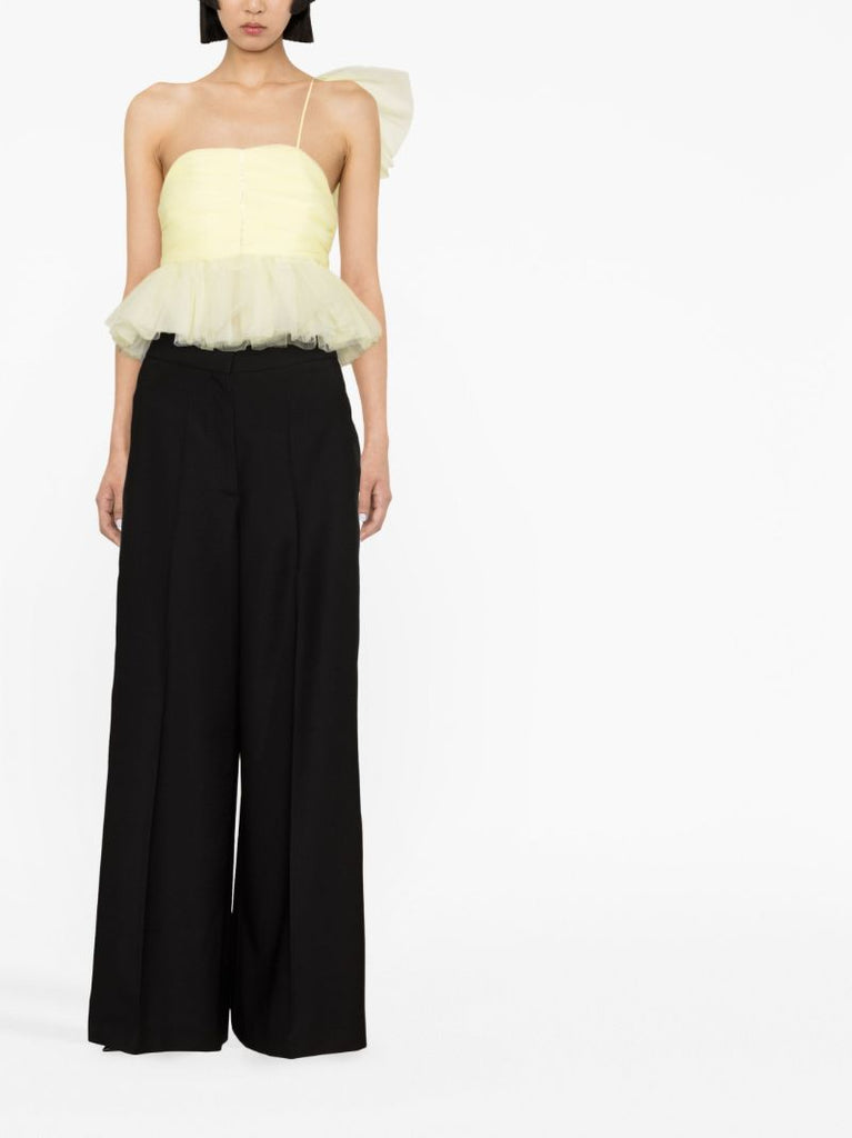 Yellow Exaggerated Bow Tulle Top