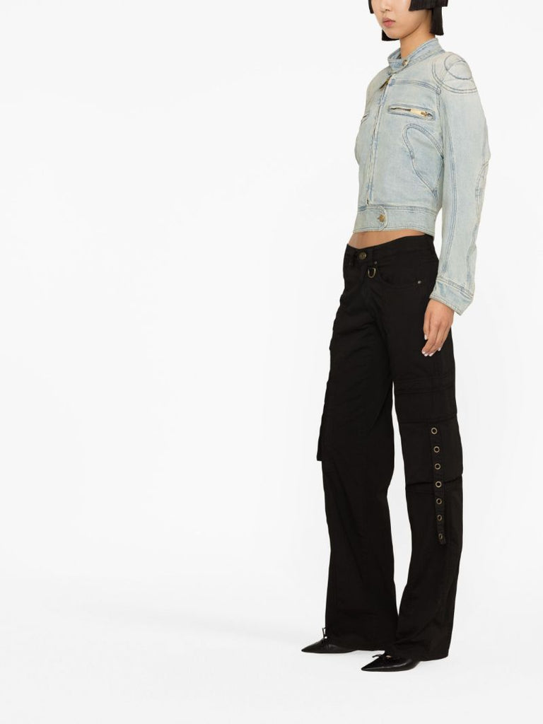 Black Straight Leg Cargo Trousers
