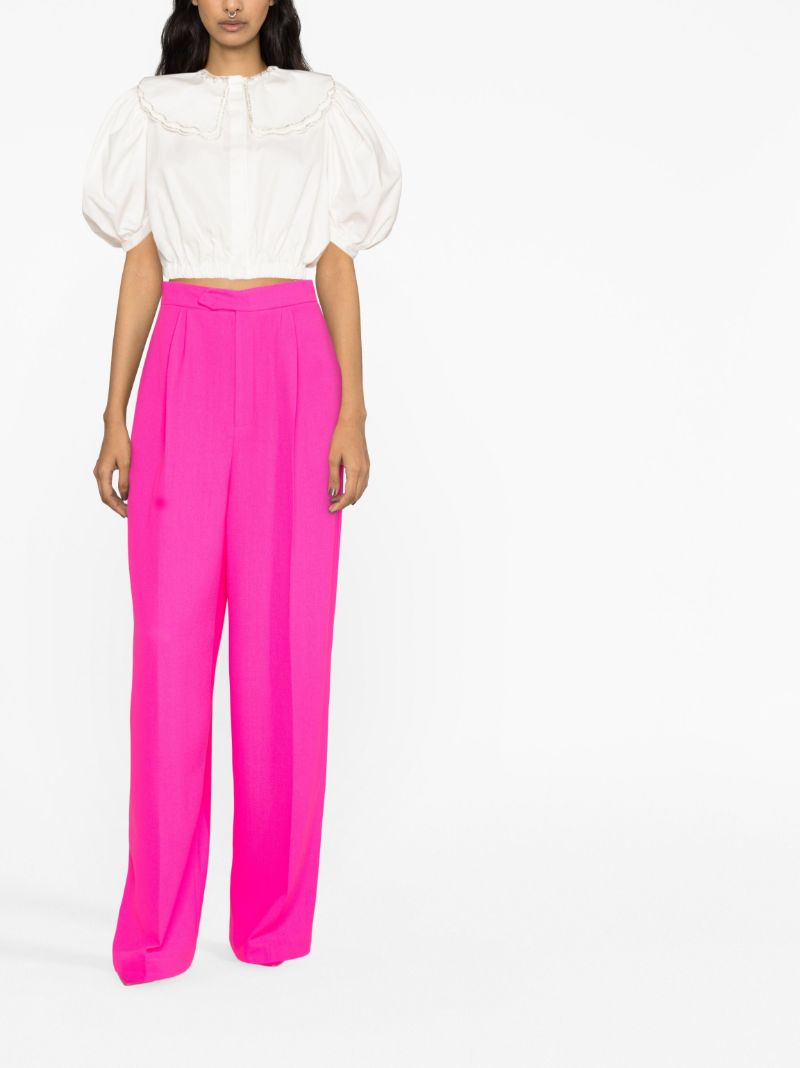 Pink High-waisted Wool Trousers