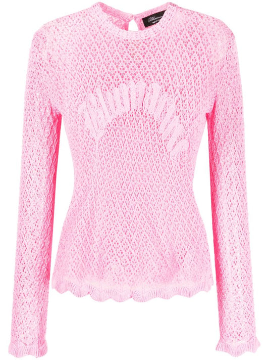 Pink Logo AppliquÃ_x0083_Â© Knit Top