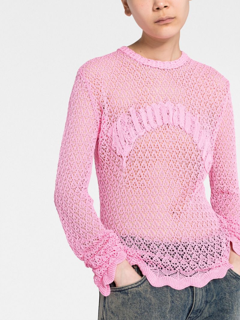 Pink Logo AppliquÃ_x0083_Â© Knit Top