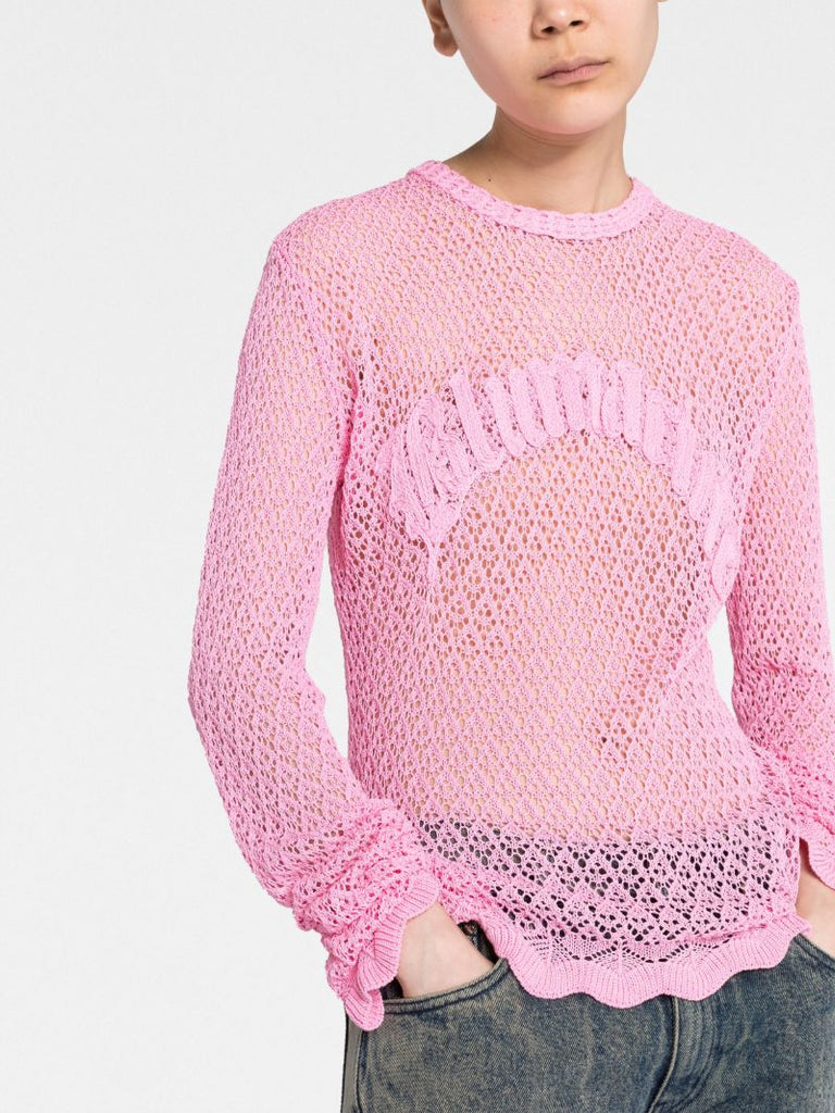 Pink Logo AppliquÃ_x0083_Â© Knit Top