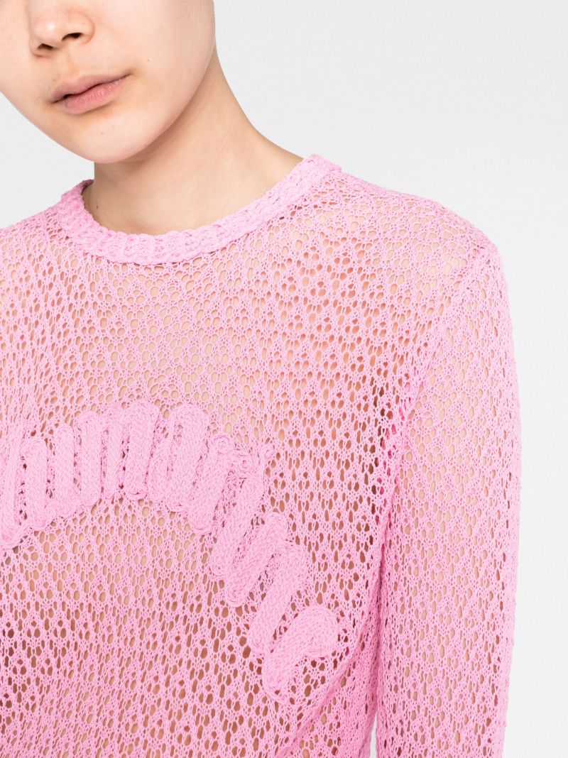 Pink Logo AppliquÃ_x0083_Â© Knit Top