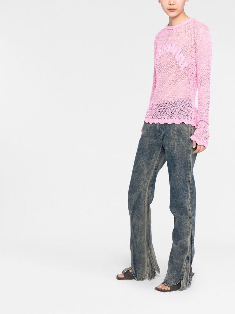 Pink Logo AppliquÃ_x0083_Â© Knit Top