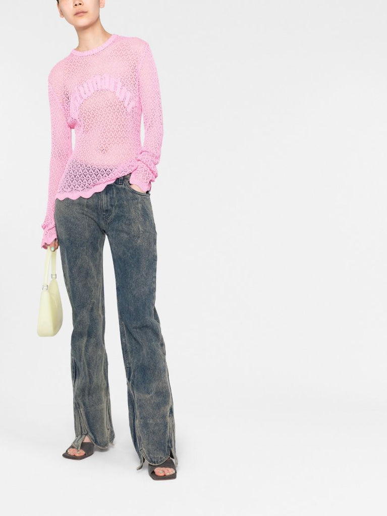 Pink Logo AppliquÃ_x0083_Â© Knit Top