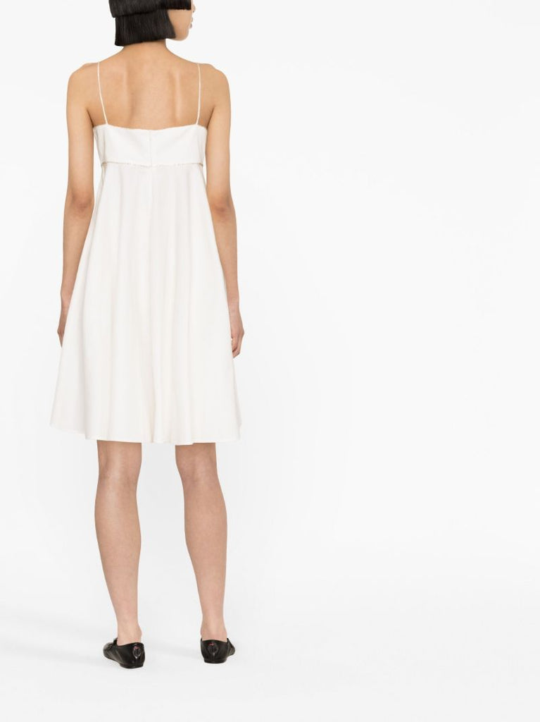 White Bow-embellished Cotton Mini Dress