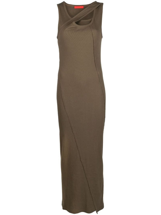 Green Locker Ribbed-knit Midi Dress