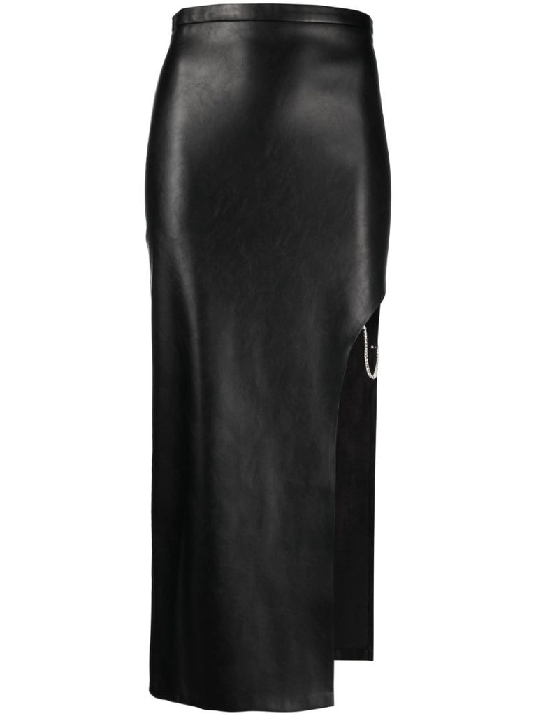 Black Chain-embellished Pencil Skirt