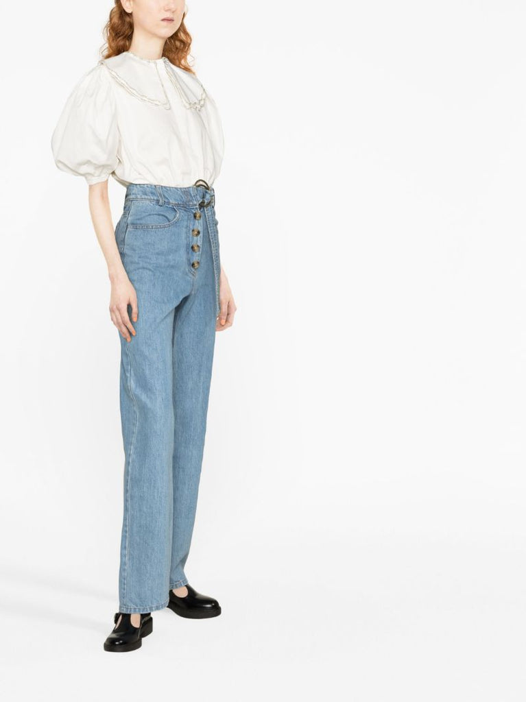 White Crystal Embellished Cropped Blouse
