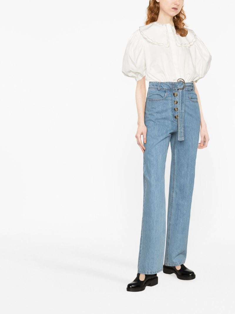 White Crystal Embellished Cropped Blouse
