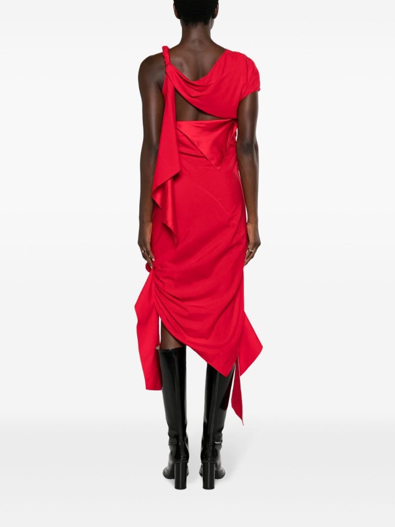 Red Cut-out Asymmetric Silk Dress