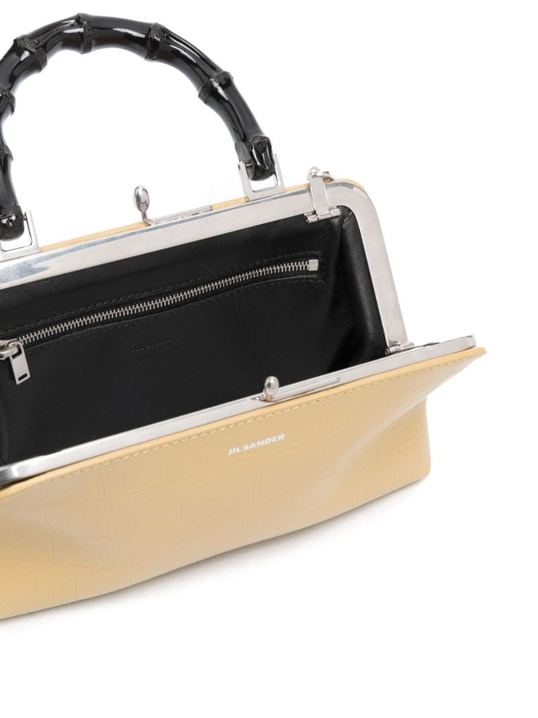 Neutral Mock Croc Top Handle Bag
