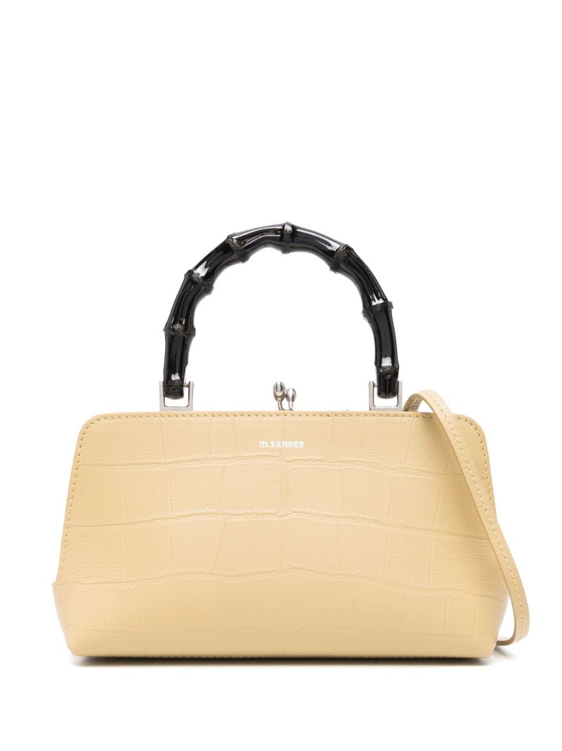 Neutral Mock Croc Top Handle Bag