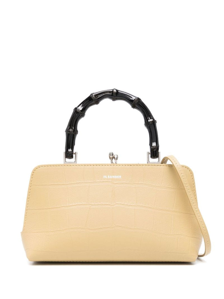 Neutral Mock Croc Top Handle Bag