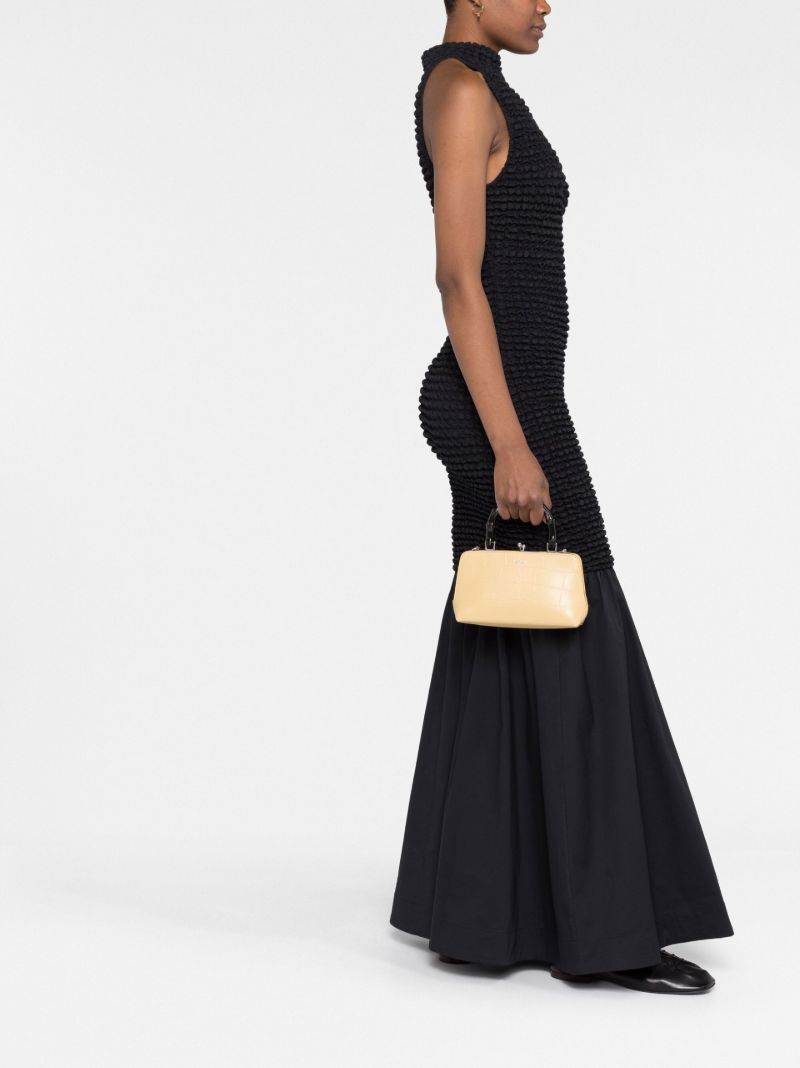 Neutral Mock Croc Top Handle Bag