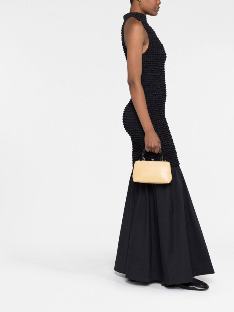 Neutral Mock Croc Top Handle Bag