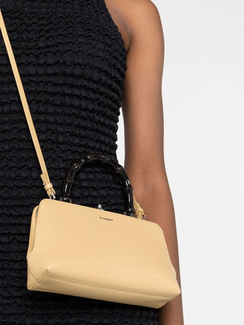 Neutral Mock Croc Top Handle Bag