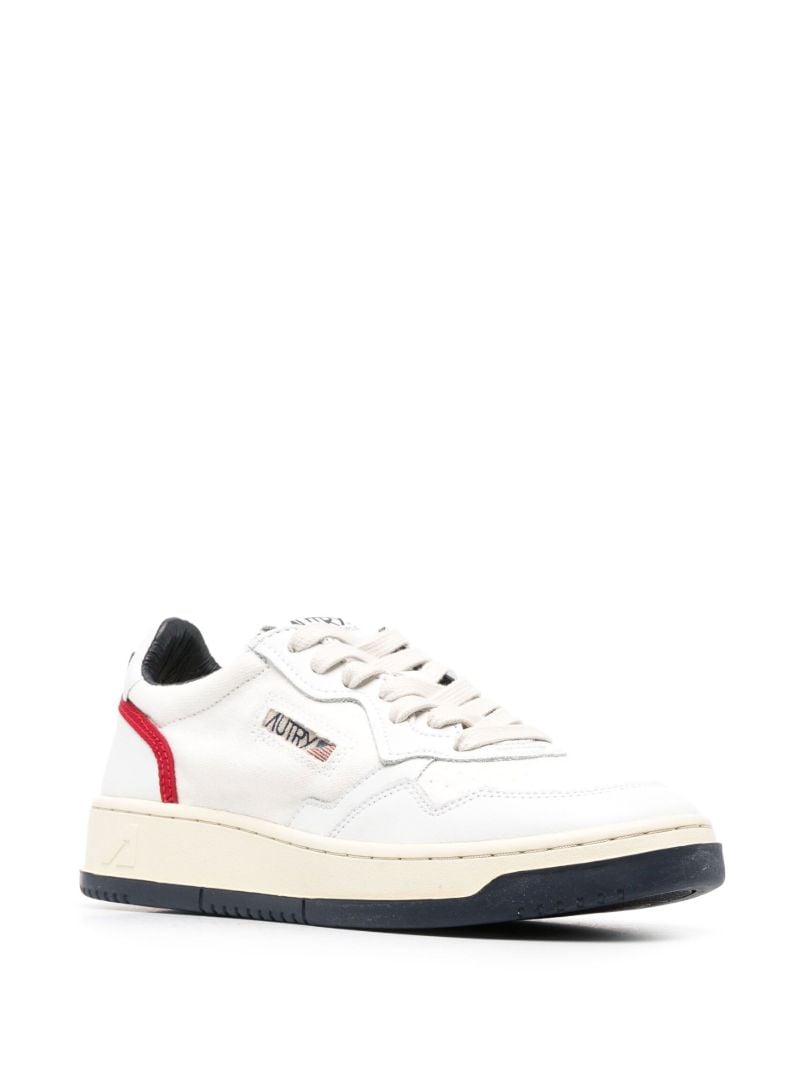 White Open Low Leather Sneakers
