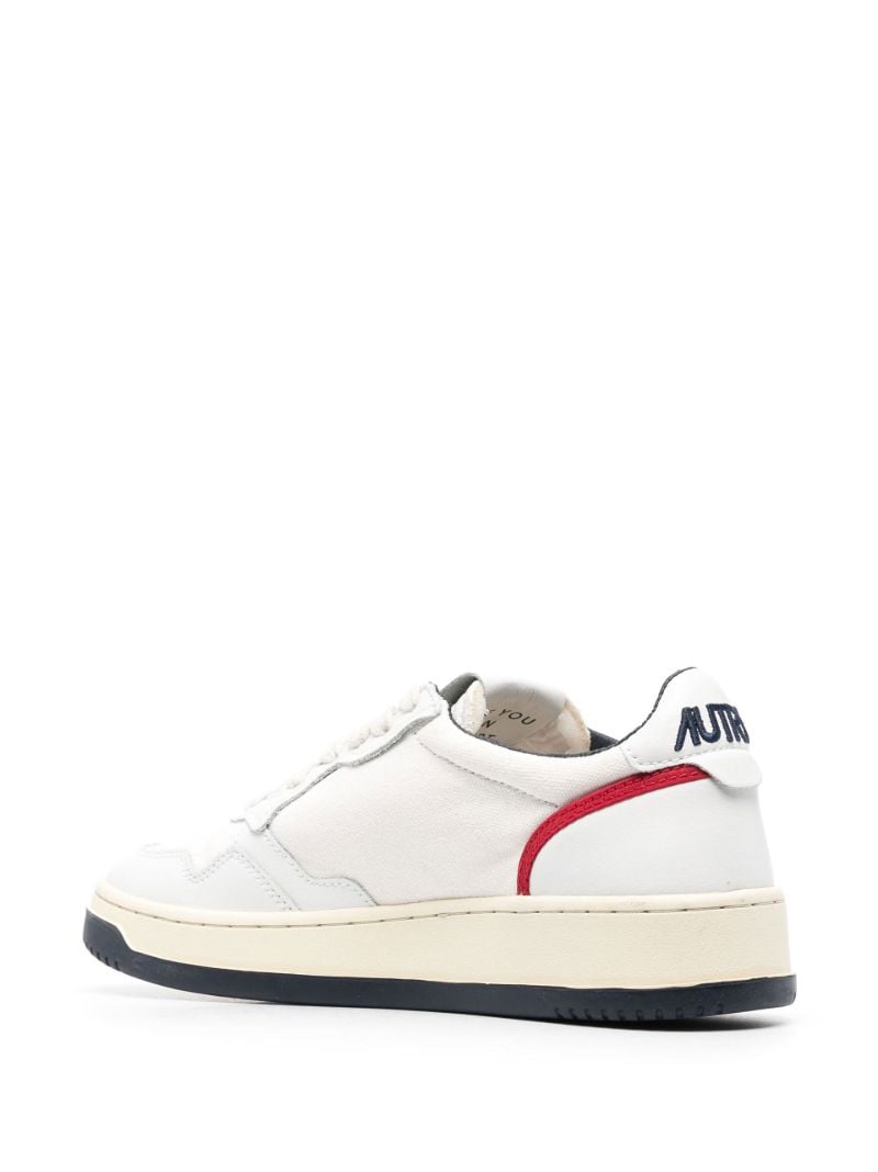 White Open Low Leather Sneakers