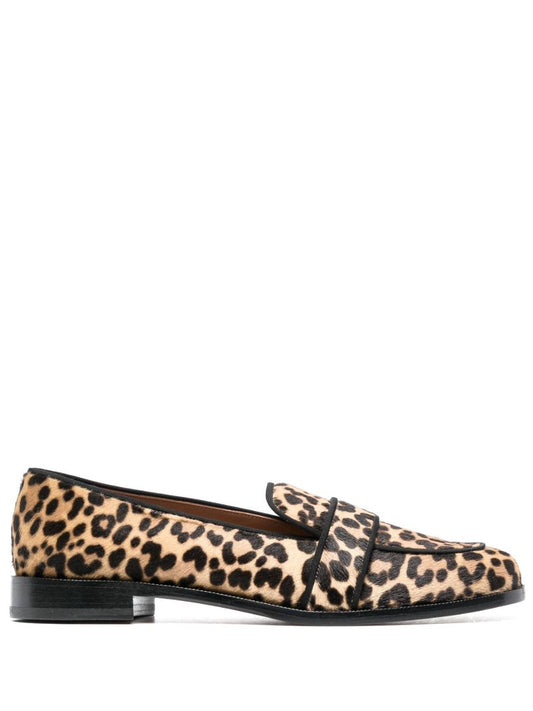Neutral Martin Leopard Print Leather Loafers