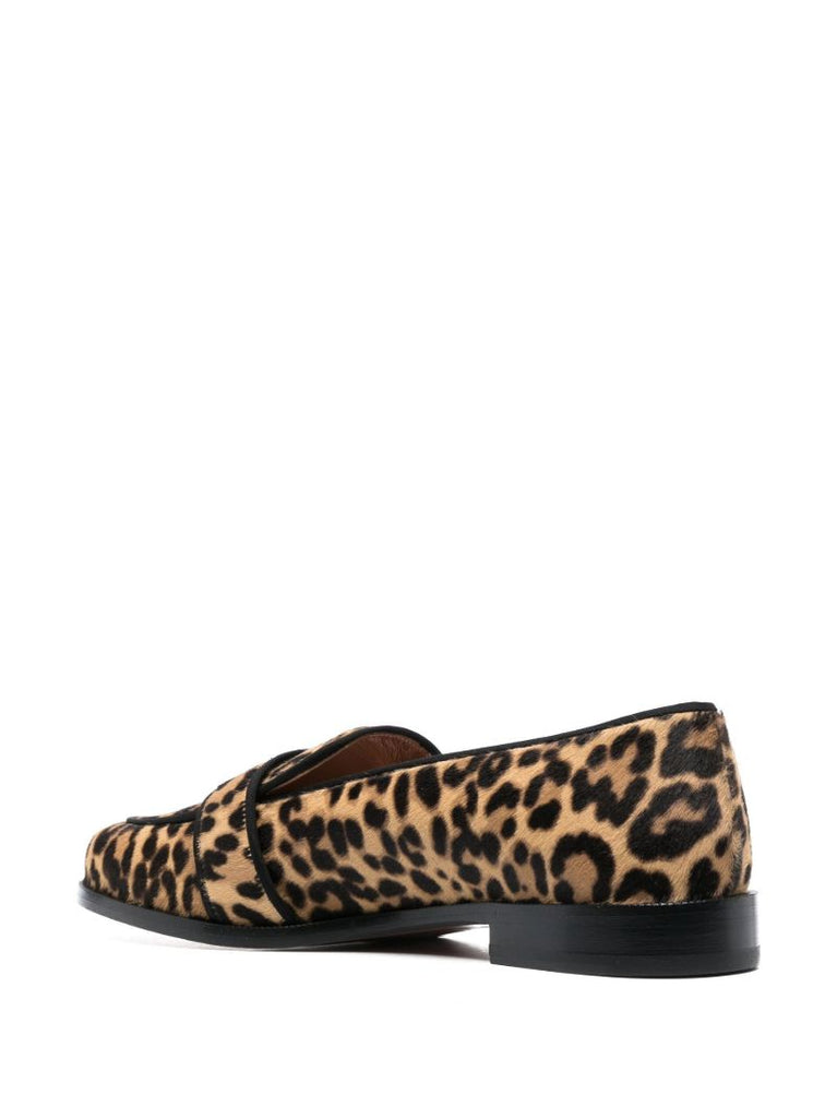 Neutral Martin Leopard Print Leather Loafers