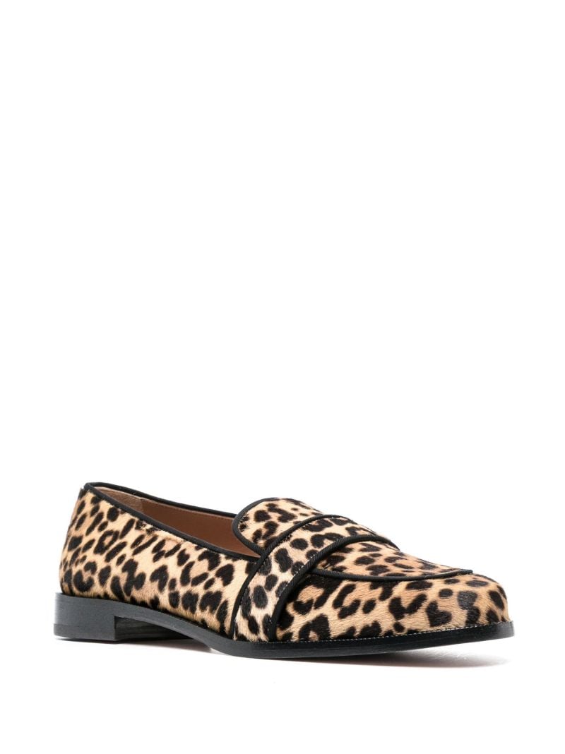 Neutral Martin Leopard Print Leather Loafers