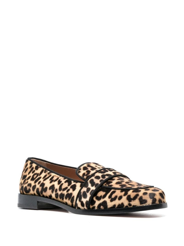 Neutral Martin Leopard Print Leather Loafers