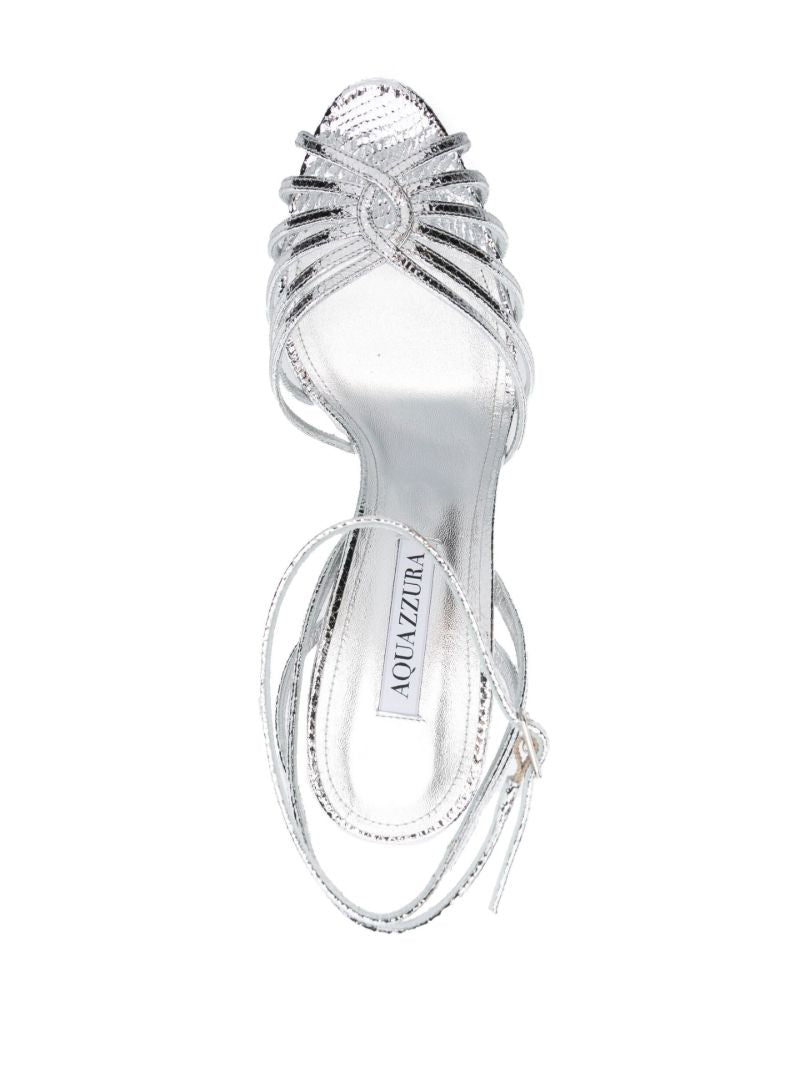Silver-tone Flow Plateau 130 Leather Platform Sandals