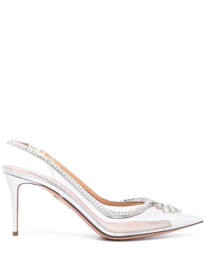 Silver-tone Seduction 75 Slingback Pumps
