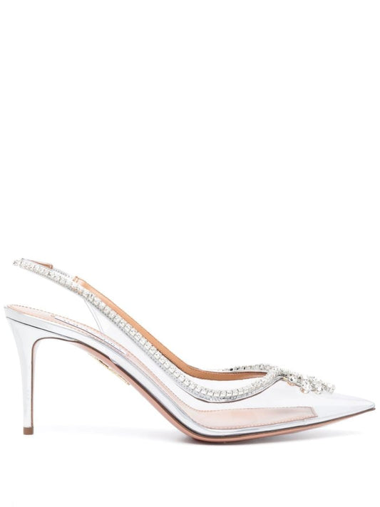 Silver-tone Seduction 75 Slingback Pumps