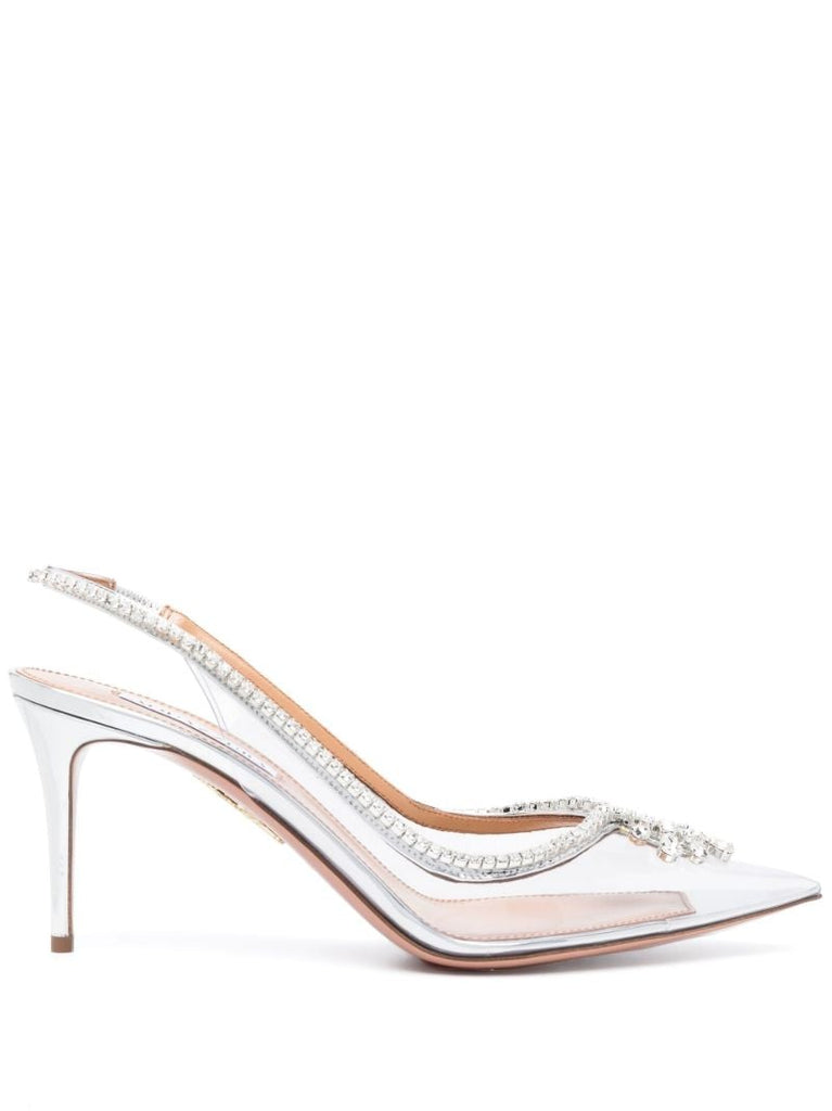 Silver-tone Seduction 75 Slingback Pumps