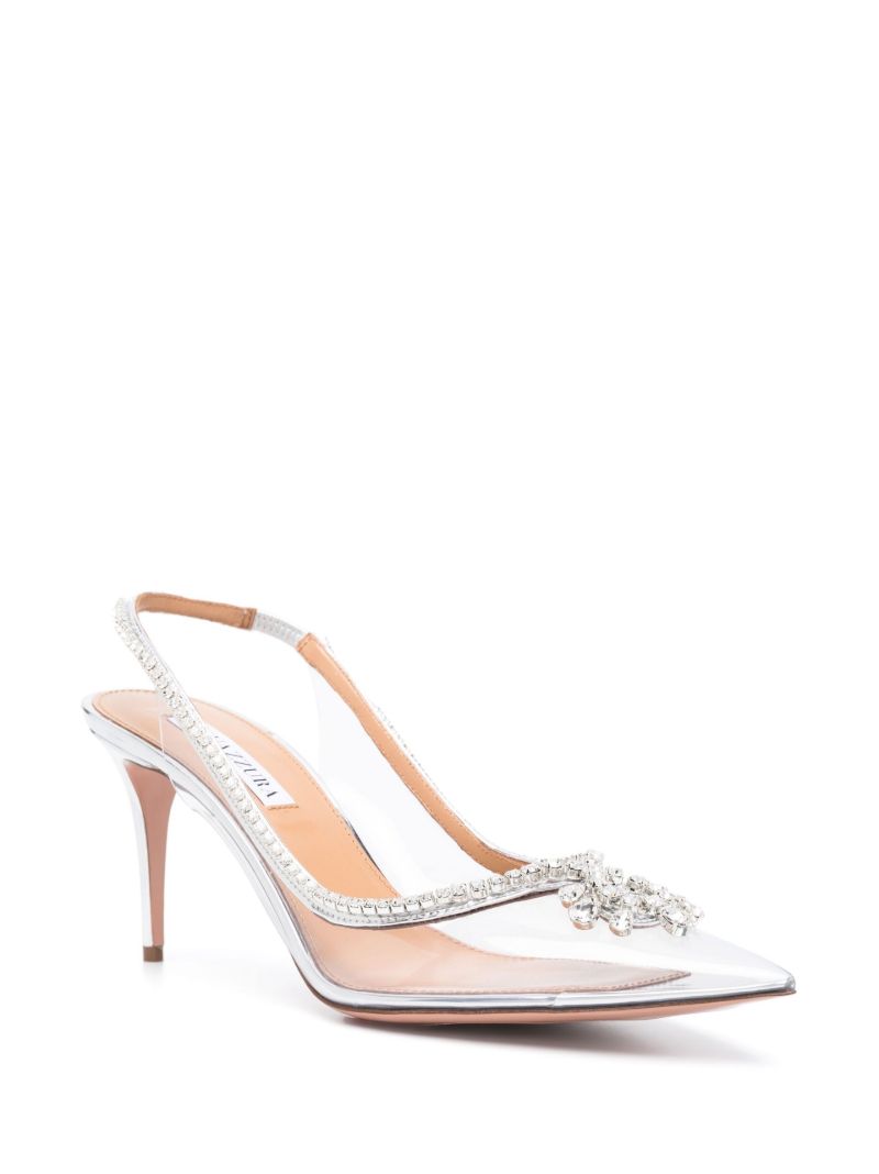 Silver-tone Seduction 75 Slingback Pumps