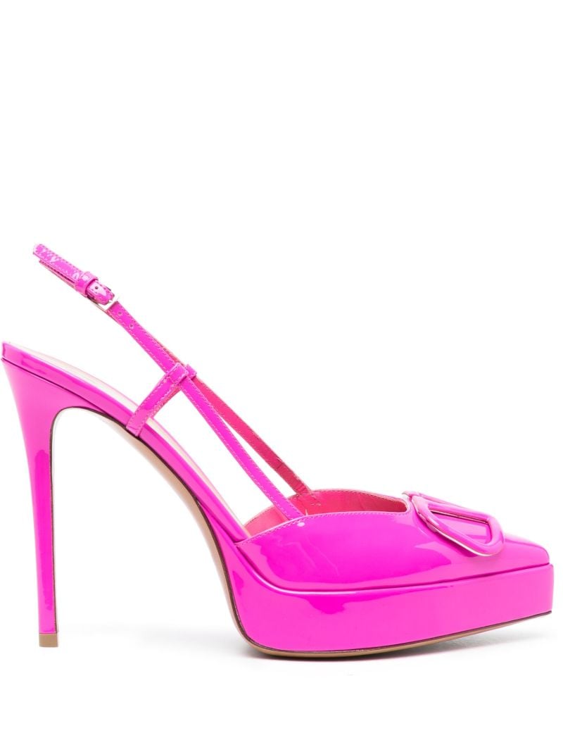 Pink Vlogo Slingback Patent Pumps