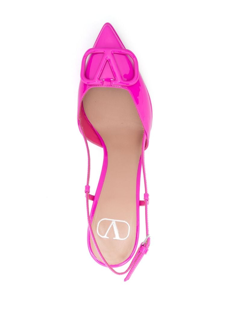 Pink Vlogo Slingback Patent Pumps